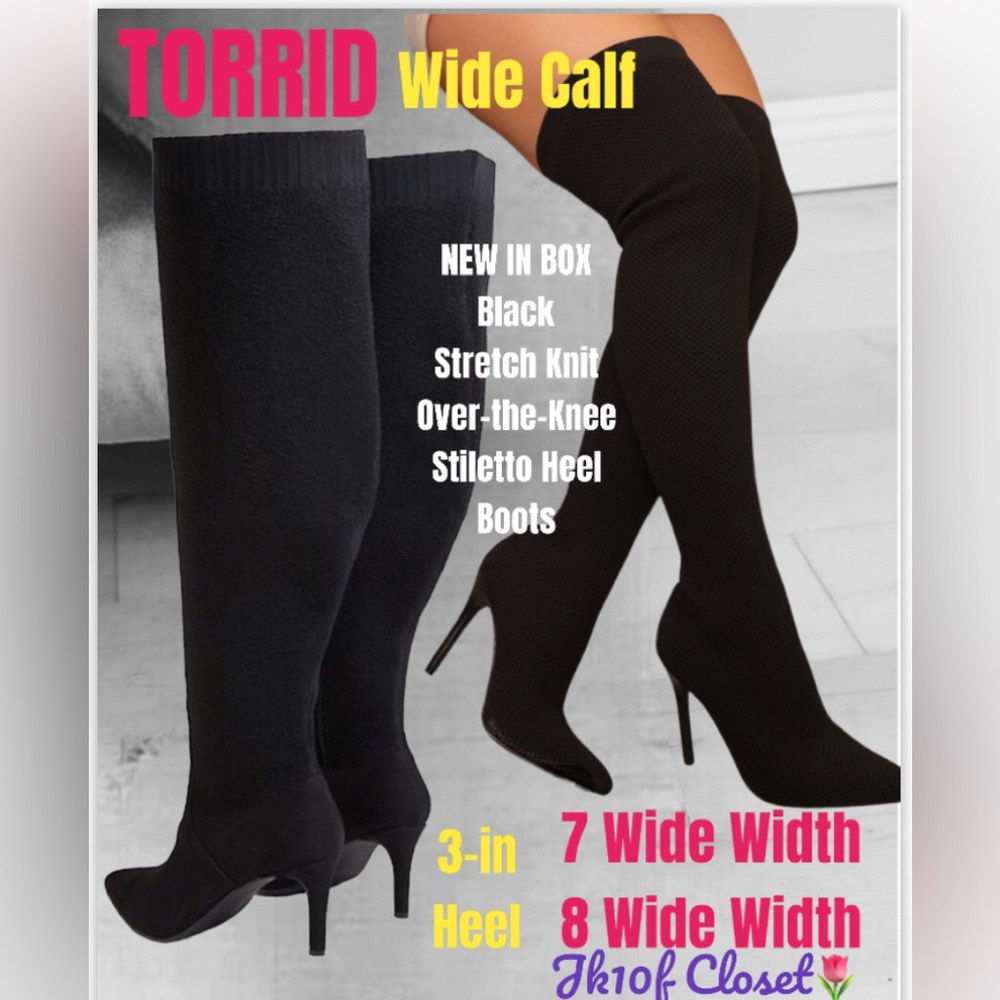 LOWEST🌺 NEW IN BOX TORRID Sz7 WIDE CALF+WIDE WIDTH STRETCH OVER THE KNEE BOOTS
